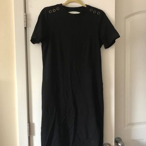 midi t-shirt dress with open back and eyelets